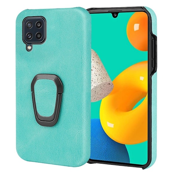 Iskunkestävä nahkasuojus soikealla jalustalla Samsung Galaxy M32:lle - Matcha Vihreä Green