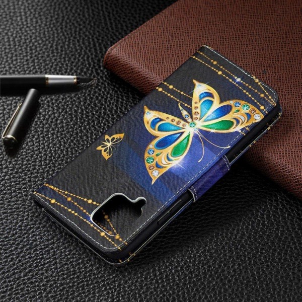 Wonderland Samsung Galaxy A42 5G flip kuoret - Kulta Perhonen Gold