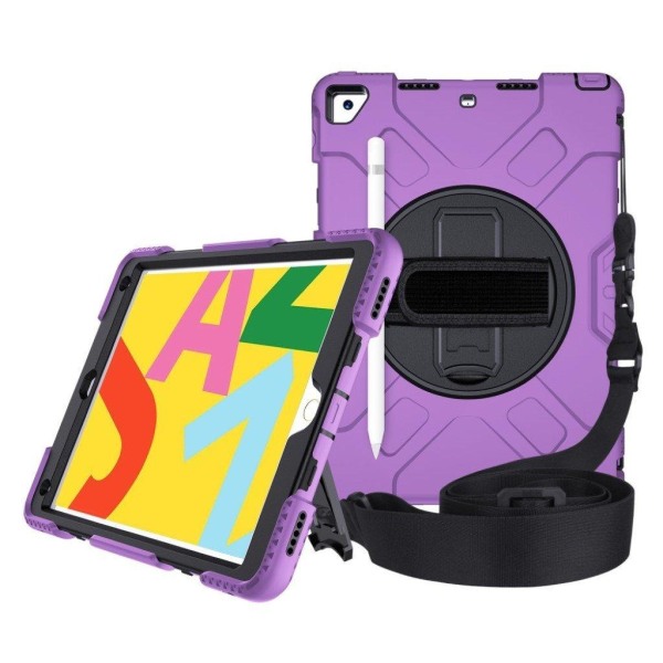 iPad 10.2 (2019) 360 graders holdbar tofarvet silikone etui - Li Purple