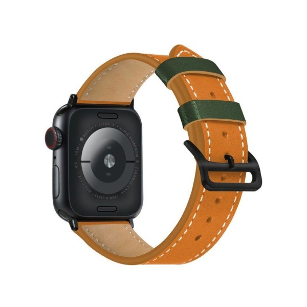 Apple Watch Series 5 40mm contrast genuine leather watch band - Orange Orange