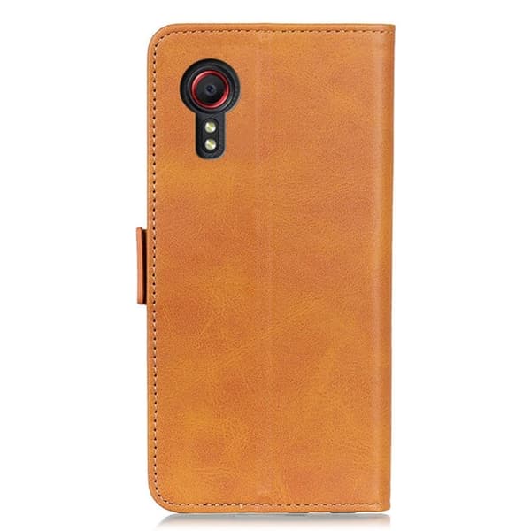 Hållbart konstläder Samsung Galaxy Xcover 7 fodral med plånbok - Gul Gul