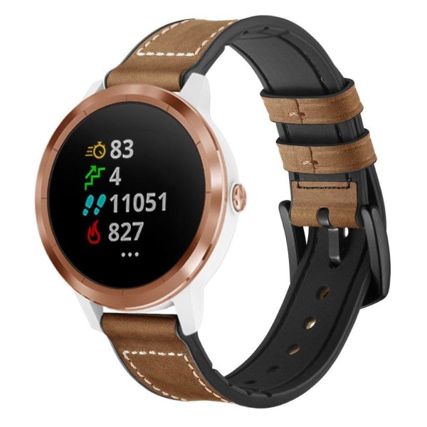 Garmin Vivoactive 3 / Vivomove HR aito nahkanauha - Tumman Ruskea Brown