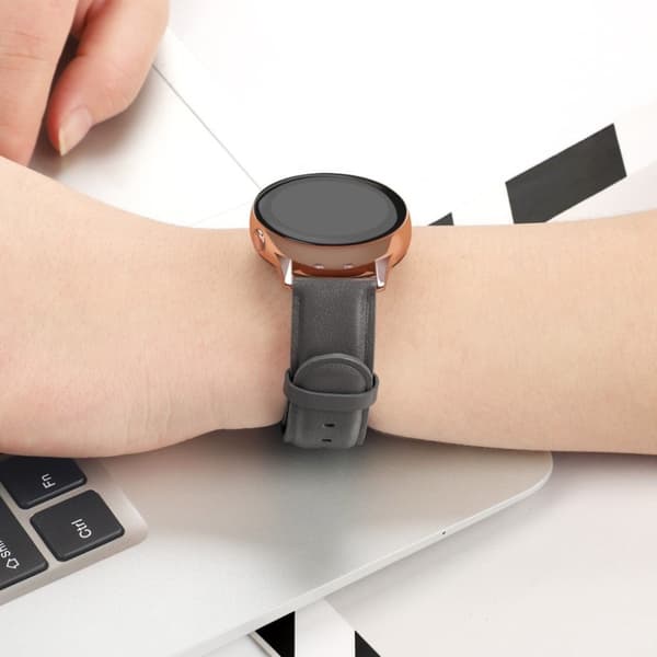 Samsung Galaxy Watch Active 2 - 44mm klockarmband i äkta läder - Grå Silvergrå