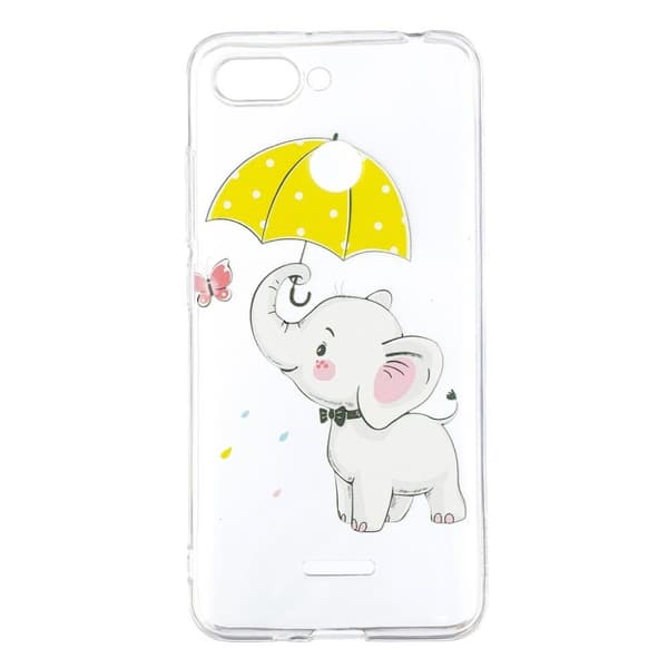 Xiaomi Redmi 6 mobilskal silikon tryckmotiv – Liten elefant med paraply multifärg