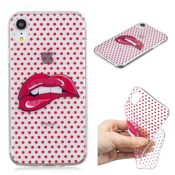 iPhone Xr soft case med mønstertryk - Red Lips Red