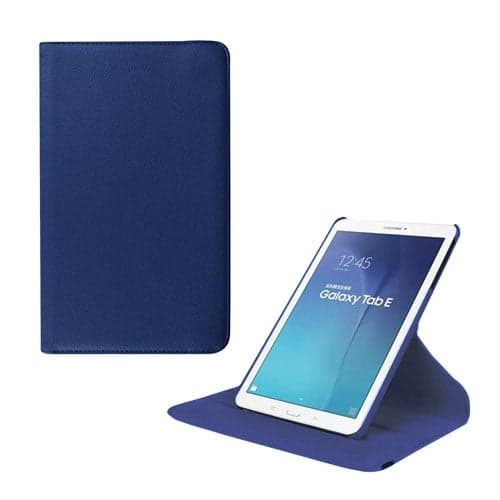 Jessen Samsung Galaxy Tab E 9.6 lær etui med roterende bak stativ.  Mørke Blå Blue