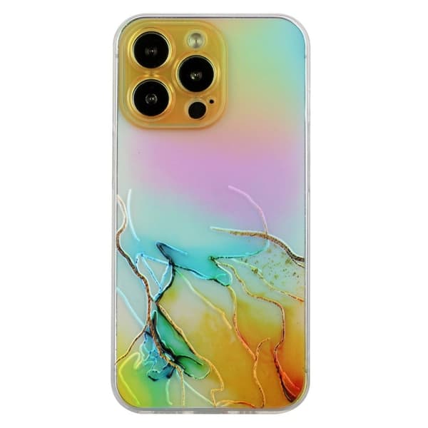 Marble iPhone 15 Pro Suojakotelo - Keltainen Multicolor