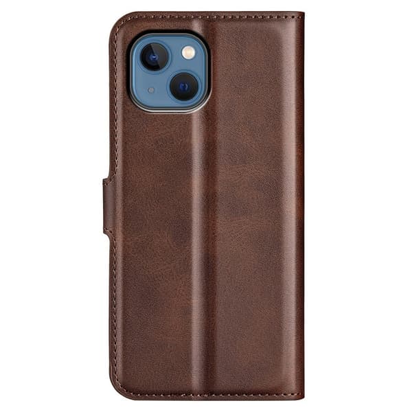 iPhone 14 Plus læderetui med pung - Brun Brown