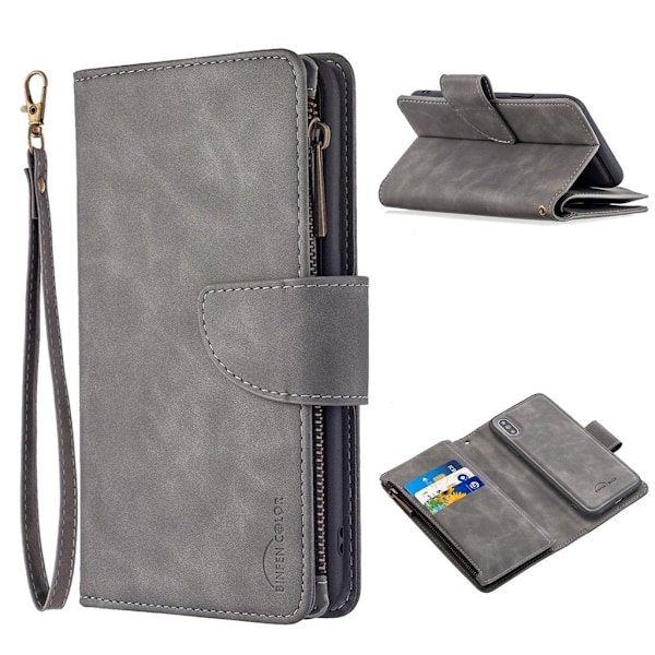 Premium Wallet iPhone Xs etui - Sølv/Grå Silver grey