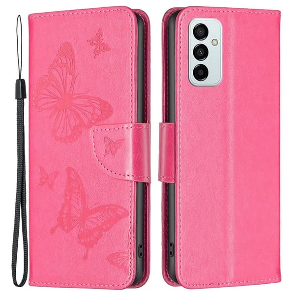 Butterfly läder Samsung Galaxy M23 fodral - Rosa Rosa