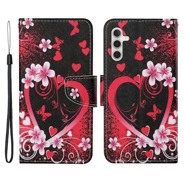 Wonderland Samsung Galaxy A54 Läppäkotelo - Punainen Heart Red