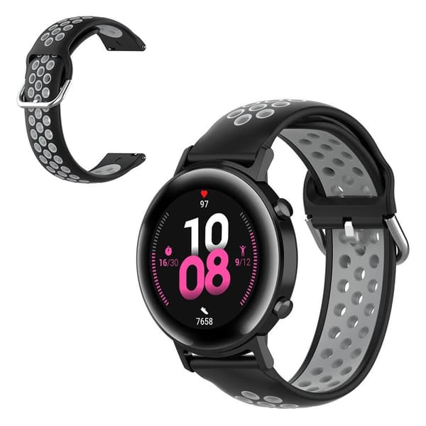20 mm universell tvåfärgad silikon klockarmband - svart / grå Svart