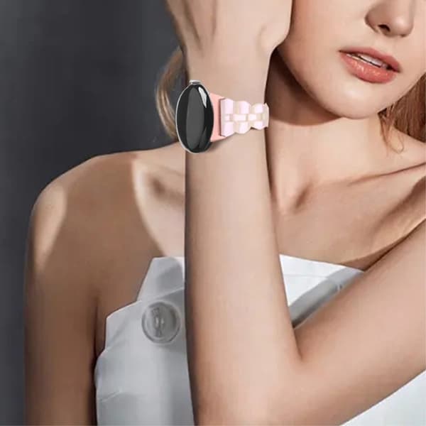 Google Pixel Watch-klokkerem i rombeformet harpiksstil - Lyserosa Pink