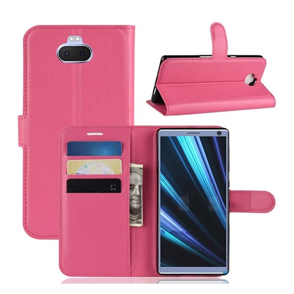 Sony Xperia 10 Plus litchi læder etui - Rose Pink