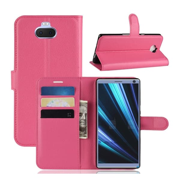 Sony Xperia 10 Plus litchi læretui - Rose Pink