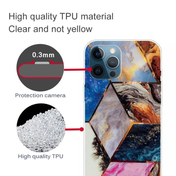 Marble iPhone 13 Pro Max Suojakotelo - Vibrant Marble Diamond Multicolor