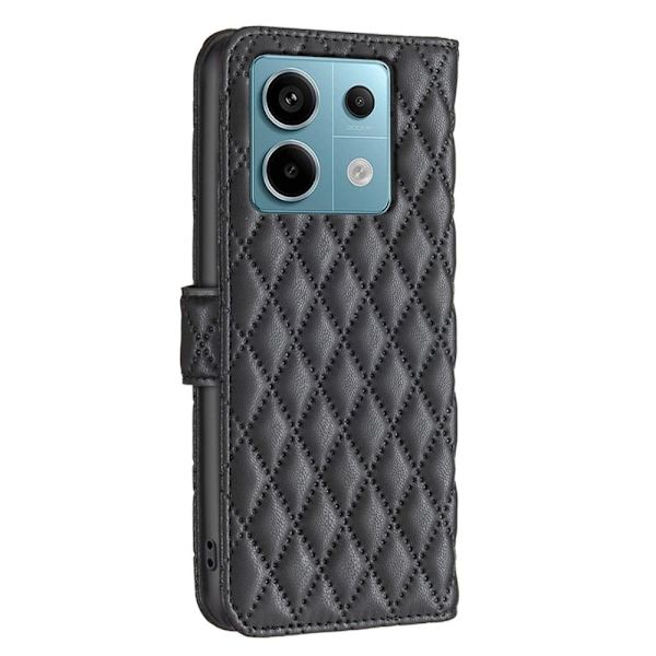 Rhombus mat Xiaomi Redmi Note 13 Pro 4G flip etui - Sort Black