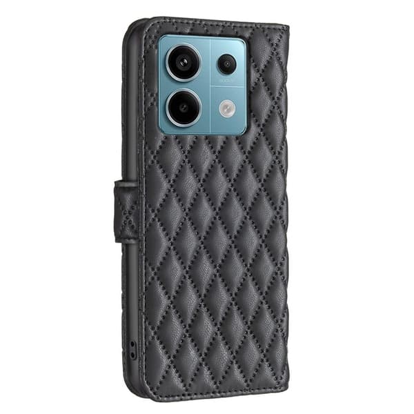 Rombemønster, matt flip-deksel for Xiaomi Redmi Note 13 Pro 4G - Svart Black