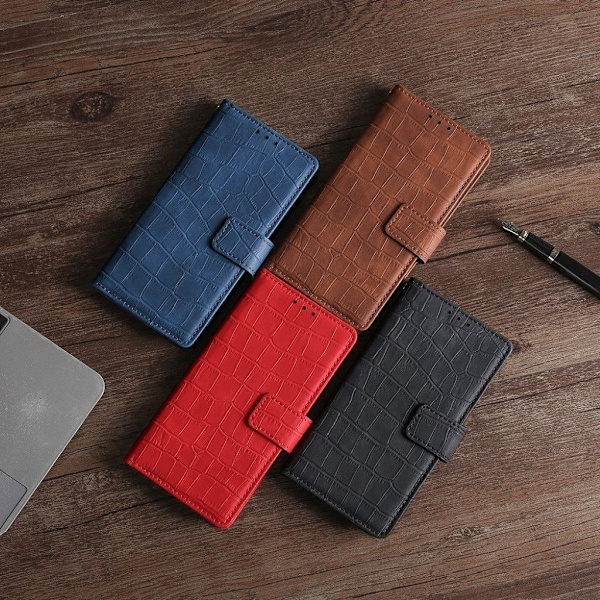 Crocodile Textured Læder Etui til Samsung Galaxy A32 - Brun Brown