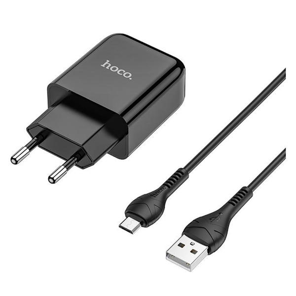 HOCO N2 Vigour single port charger Set(Micro)(EU) - Sort Black