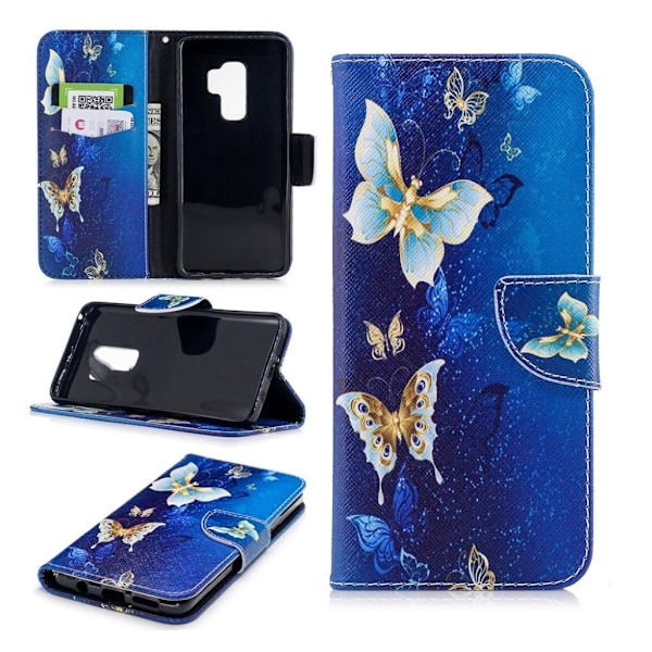 Samsung Galaxy S9 Plus Printet Mønster PU læder flip etui - smuk sommerfugle Multicolor