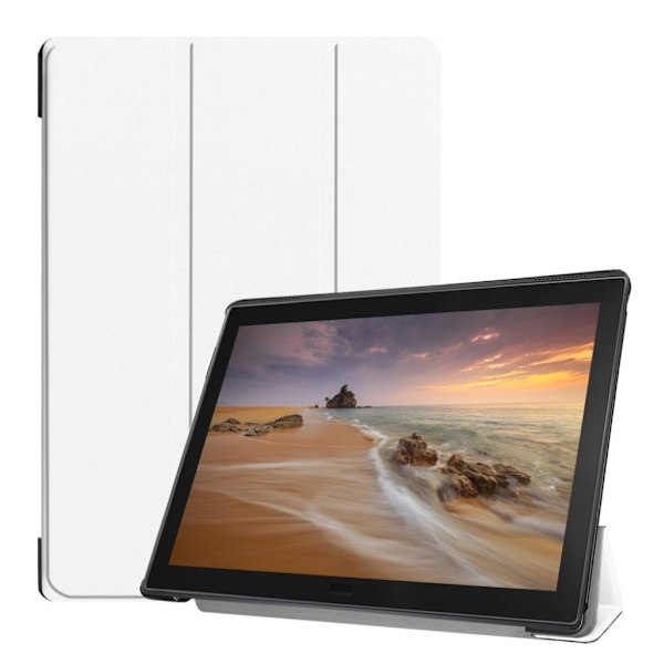 Lenovo Tab E10 trefold læder flip etui - Hvid White
