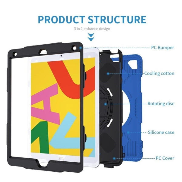 iPad 10.2 (2019) 360 degree durable dual color silicone case - B Blå
