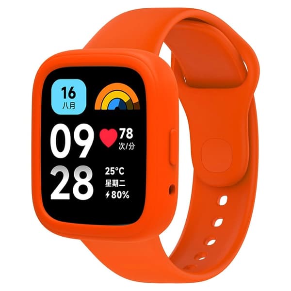 Xiaomi Redmi Watch 3 Active Silicone Strap Replacement Wrist Band with Watch Case - Orange Orange