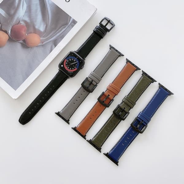 Apple Watch 40 mm klokkerem i silikon + lær - Blå Blue
