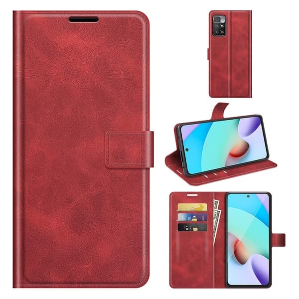 Wallet-style Læder Etui til Xiaomi Redmi 10 Prime / Redmi 10 - Rød Red