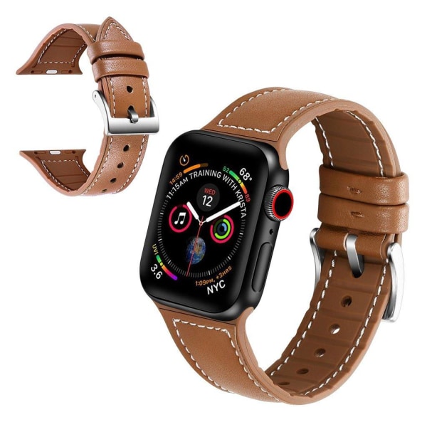 Apple Watch Series 5 44mm silikoni aidosta nahasta - Ruskea Brown