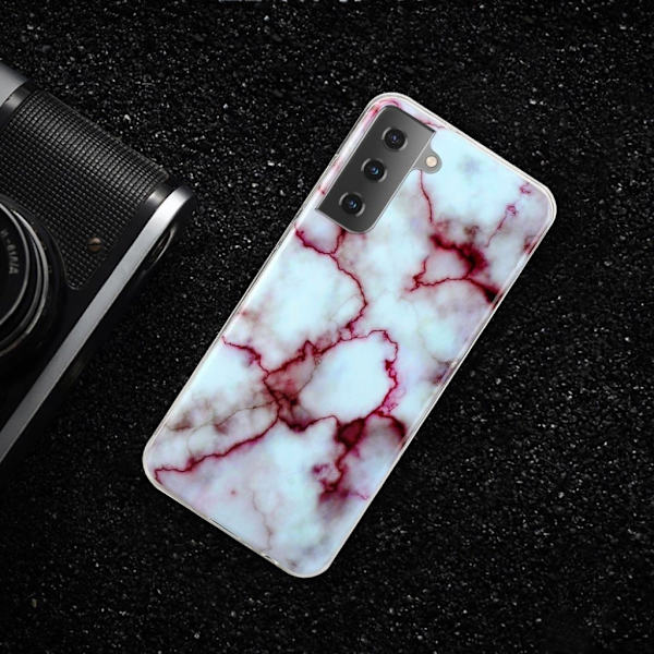 Marble Samsung Galaxy S21 Etui - Blå / Lilla Blue
