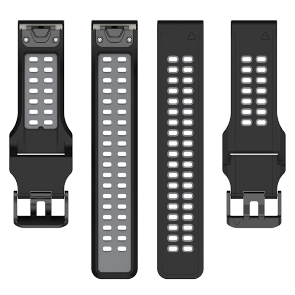 Garmin Enduro 2 / Tactix 7 / Fenix 7 tofarvet silikone urrem - Sort / Grå Black