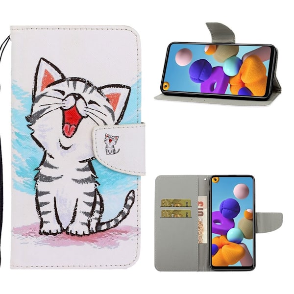 Wonderland Samsung Galaxy A21s kotelot - Söpö kissa Multicolor