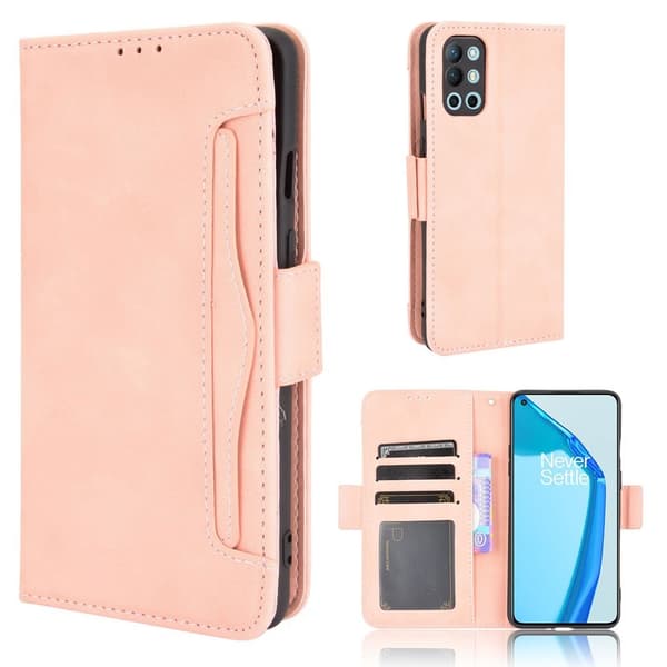Modernt OnePlus 9R fodral med plånbok - Rosa Rosa