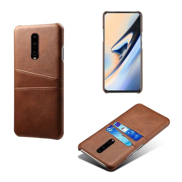 OnePlus 7 Pro double card slot leather case - Brown Brun
