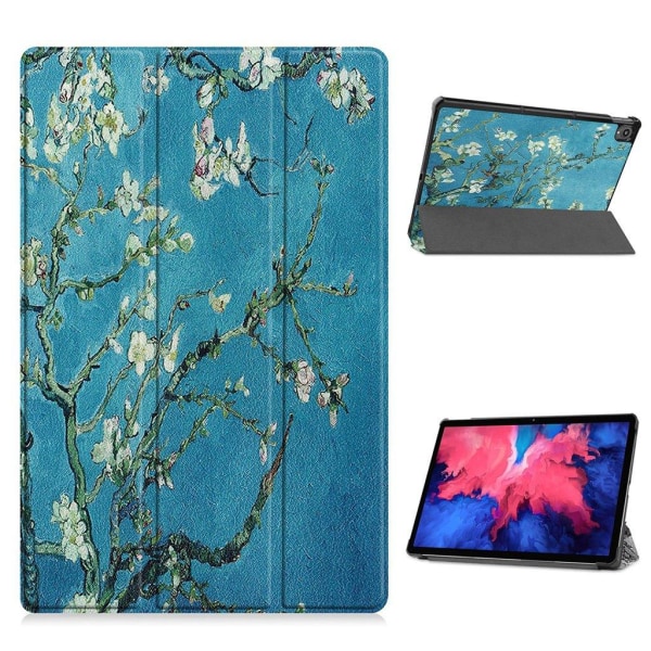 Lenovo Tab P11 patterned leather flip case - Beautiful Flower Green