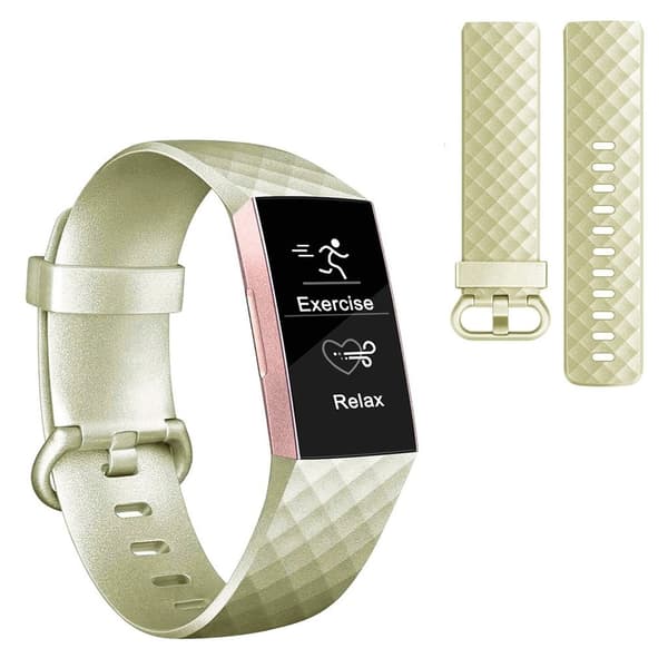 Fitbit Charge 3 skinnende silikonarmbånd - Gull Størrelse: S Gold
