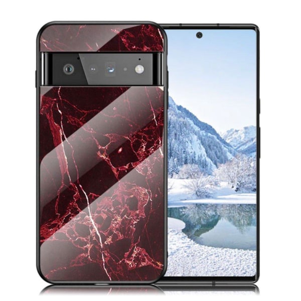 Fantasy Marble Google Pixel 6 Pro cover - Blodrød Marmor Red