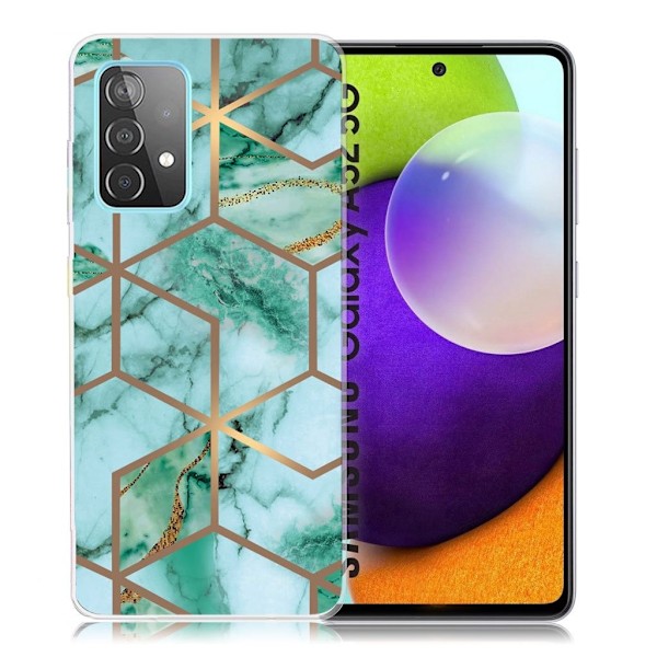 Marble design Samsung Galaxy A52 5G kotelot - Smaragdi Kuutio Kuvio Green