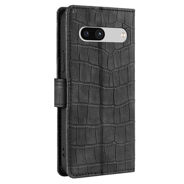 Læretui med Krokodille Tekstur til Google Pixel 7a - Svart Black