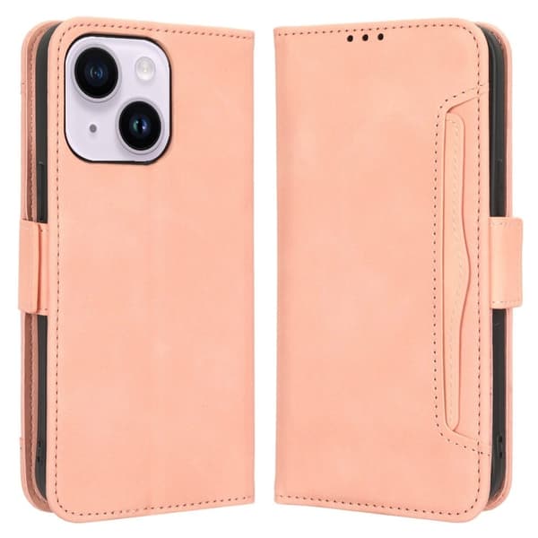 Moderni Nahkalaukku For iPhone 15 Plus - Pinkki Pink