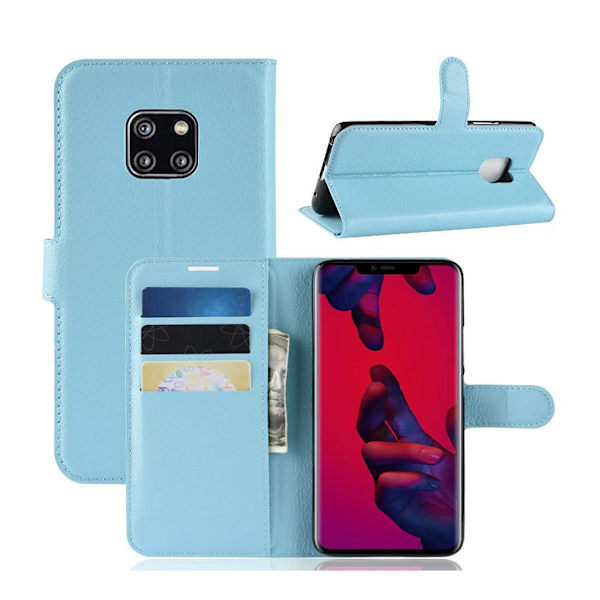 Huawei Mate 20 Pro flipfodral i litchi-texturläder - Blå Blå