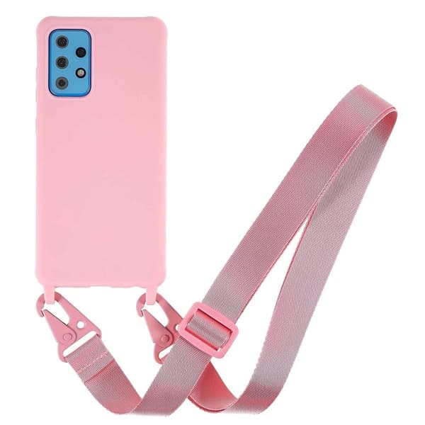 Tynt TPU-deksel med matt finish og justerbar stropp til Samsung Galaxy A73 - Rosa Pink