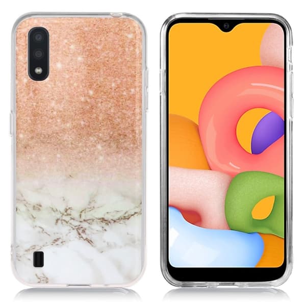 Marmormotiv Samsung Galaxy A01 skal - Plommon / Vit Marmor multifärg
