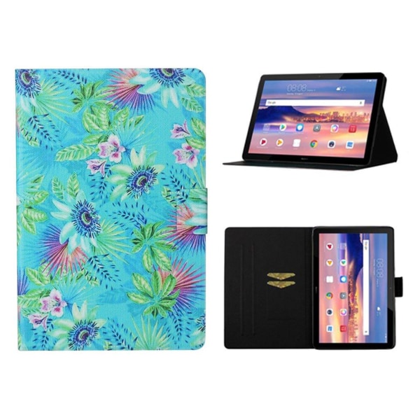 Huawei MediaPad T5 cool pattern leather flip case - Flower multifärg