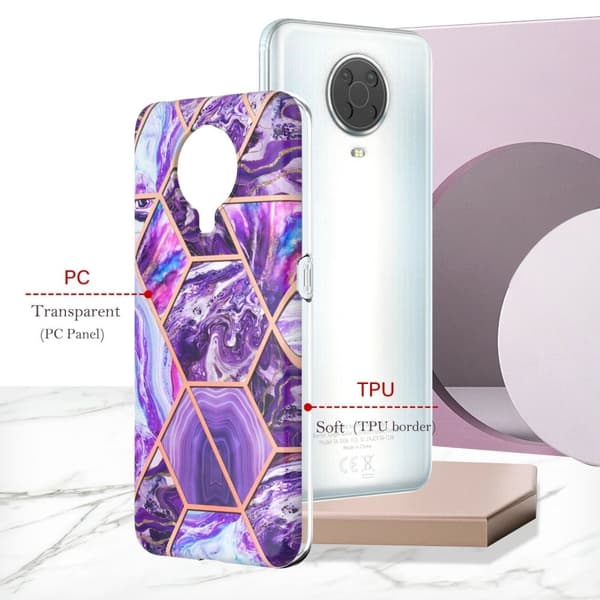 Marmordesign Nokia G20 / Nokia G10 deksel - Mørkelilla Purple