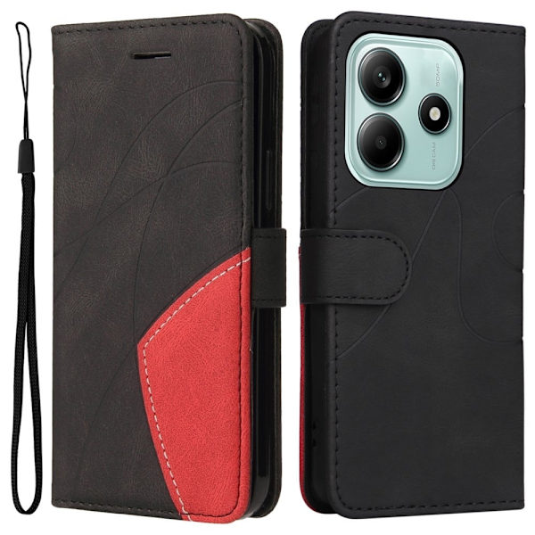 Tekstureret Xiaomi Redmi Note 14 5G læderetui med rem - Sort Black