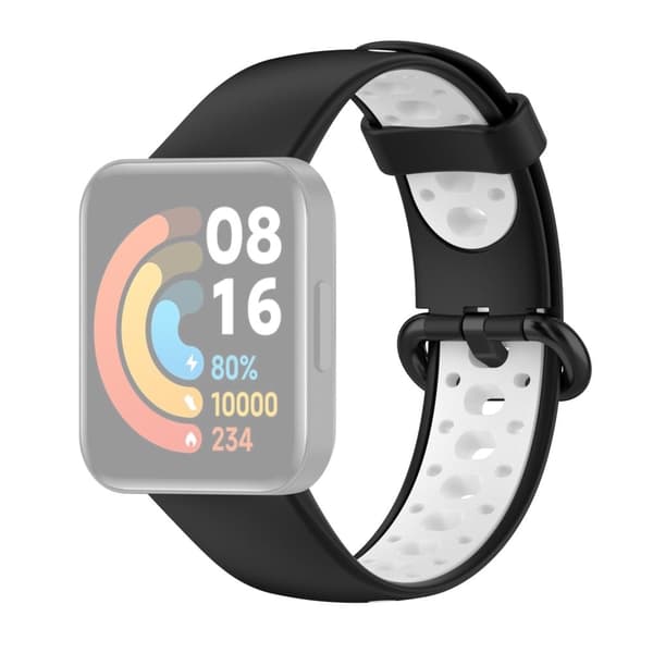 Xiaomi Redmi Watch 2 dobbeltfarvet silikoneurrem - Sort / Hvid Black
