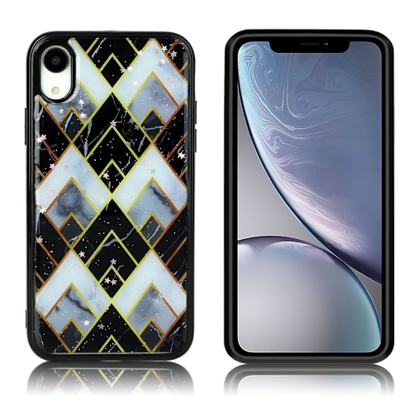 Marble design iPhone Xr cover - Forvirrende Blå Og Sort Diamant Blue